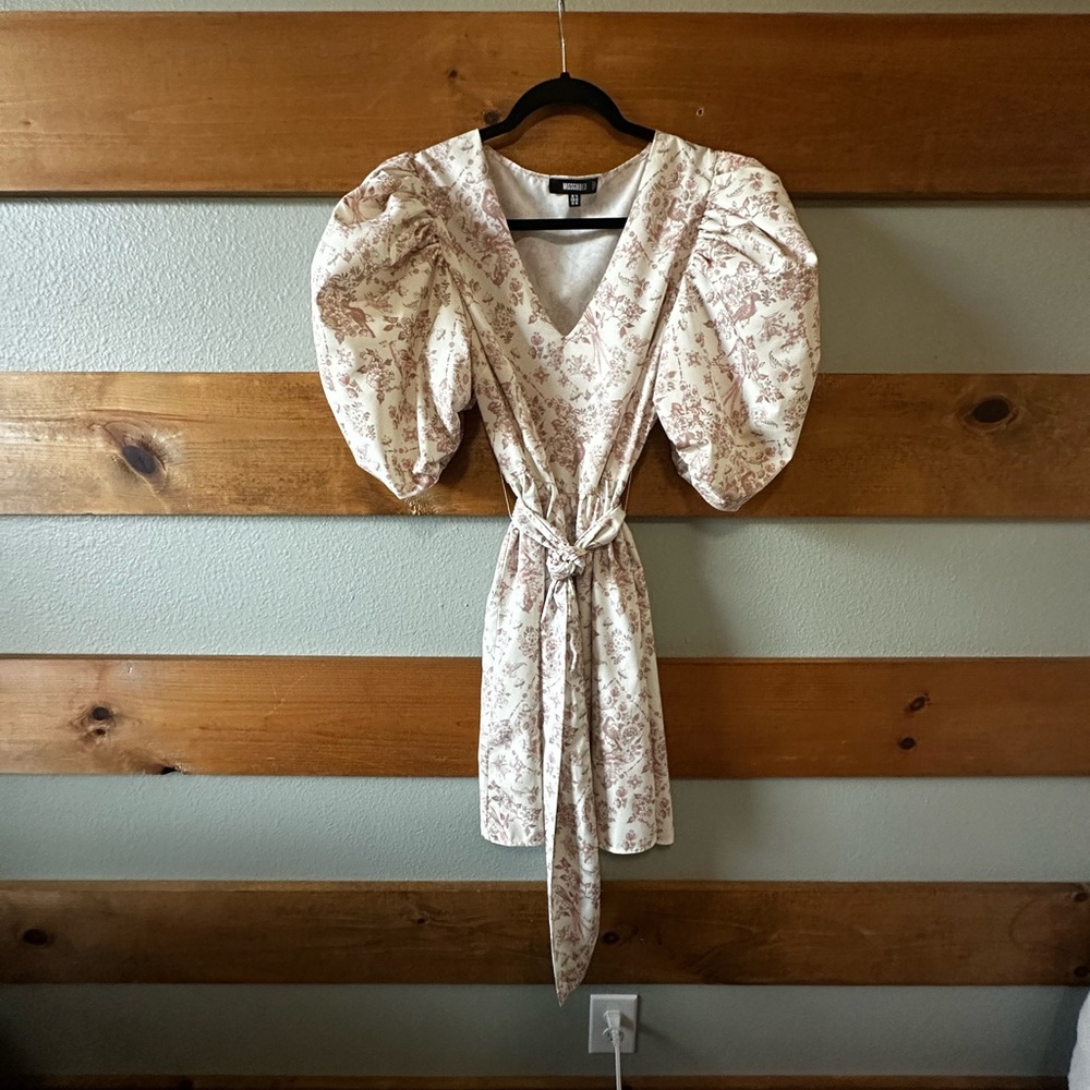 Floral Puff Sleeve Wrap Dress